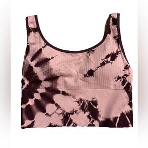 Pink Victoria’s Secret Seamless Sports Bra Medium Light Lined Racerback Tie Dye